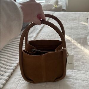 Free People bucket  suede bag NWT Elegant Brown Handbag